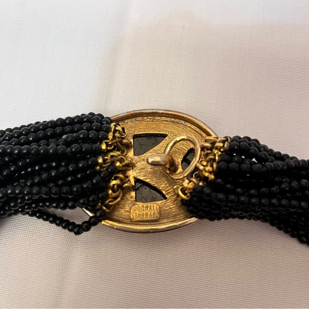 Donald Stannard Black and Gold Multi-Strand Cameo Choker Necklace - Picture 3 of 3